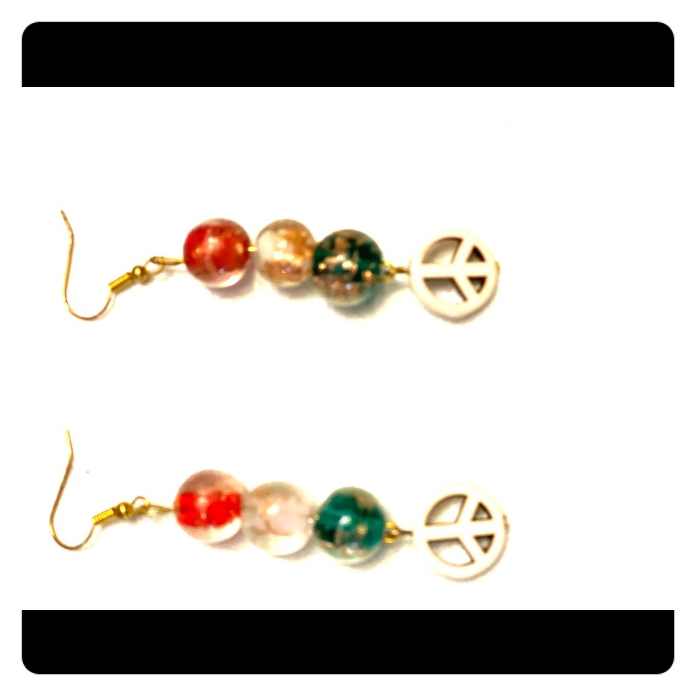 Patriotic Red White Blue Czech bead earrings